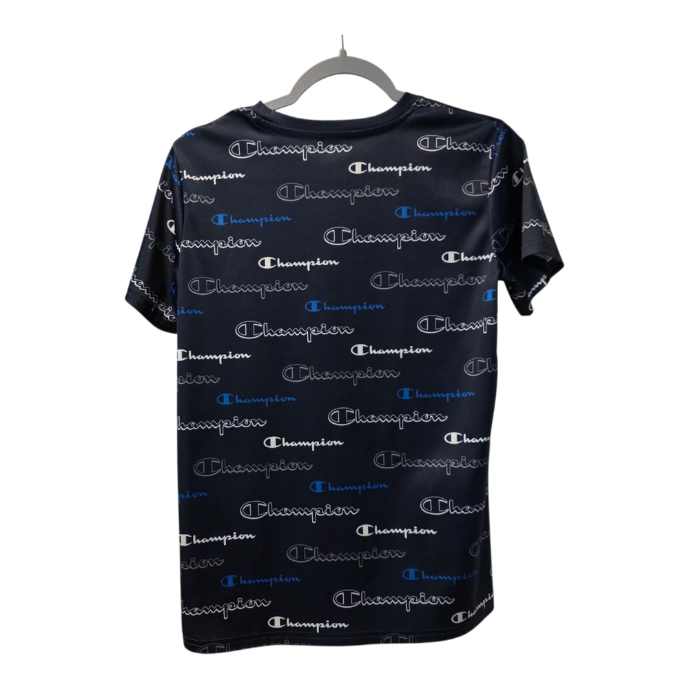 Champion Boy's Short Sleeve 18/20 Navy Blue T Shirt With Logo Print On Front - Picture 2 of 4